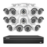 16 Channel 4K PoE Bullet & PTZ Security Camera System, 8MP Outdoor PoE IP Cameras, Pan & Tilt, ONVIF Supported NVR, Two-Way Audio, Smart Human/Vehicle Detection (12x IP Cameras+2x PT Cameras)